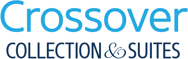 Crossover Collection & Suites logo in blue and navy font.
