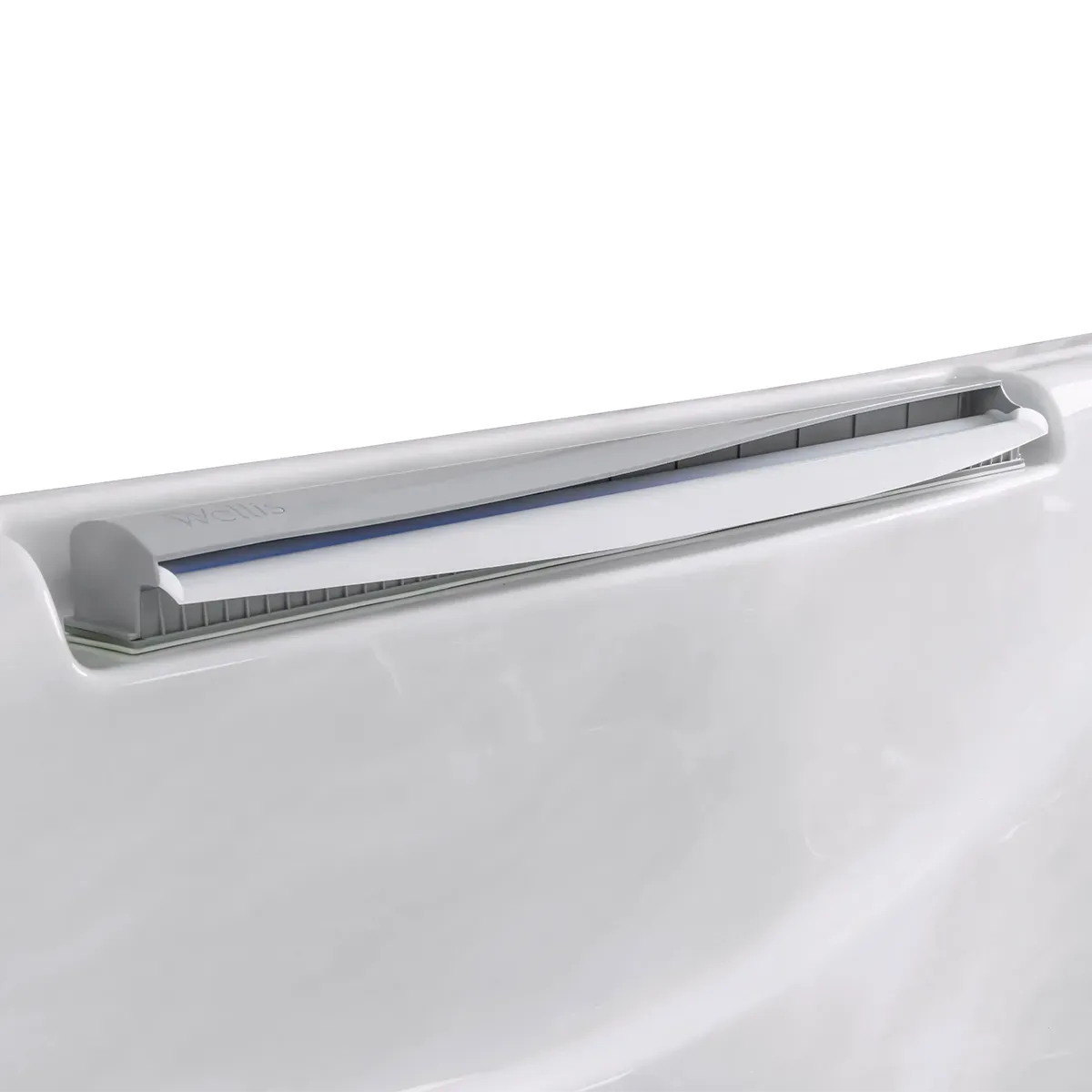 White bathtub with a waterfall water spout.