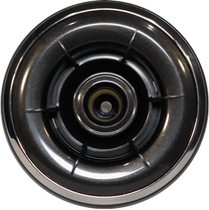 Black and silver vacuum cleaner nozzle with concentric rings and radial struts.
