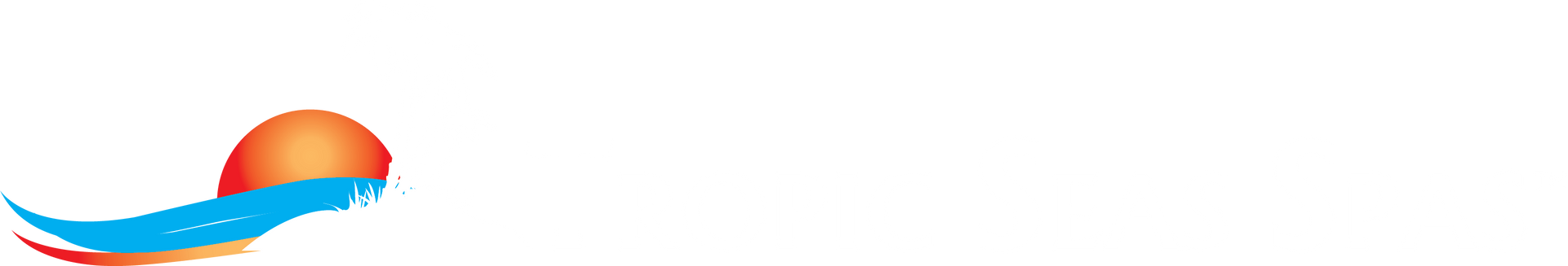 Logo featuring a sun-like shape with blue wave graphic.