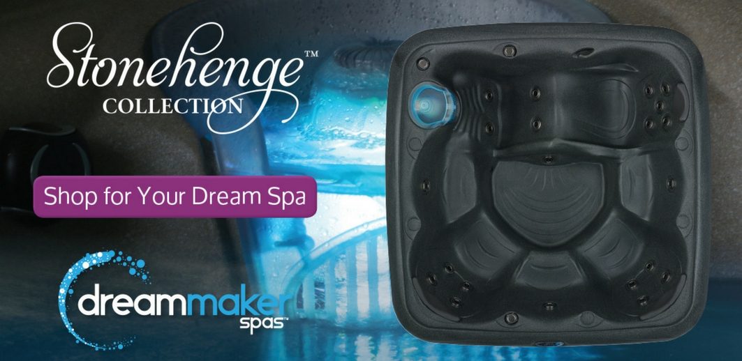 DreamMaker Stonehenge Collection hot tub with a 