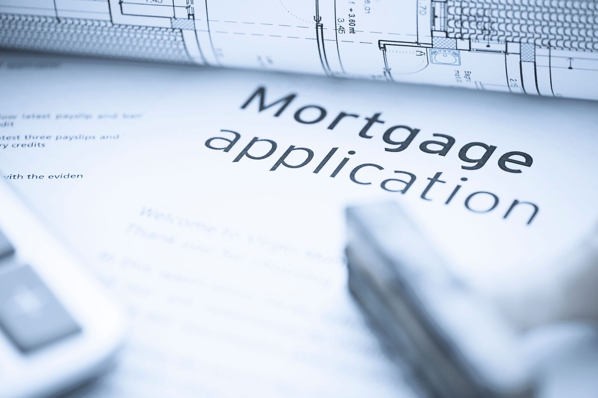 Mortgage Application Document With Blueprints in the Background — Into Finance Lending Solutions in Coomba Bay, NSW