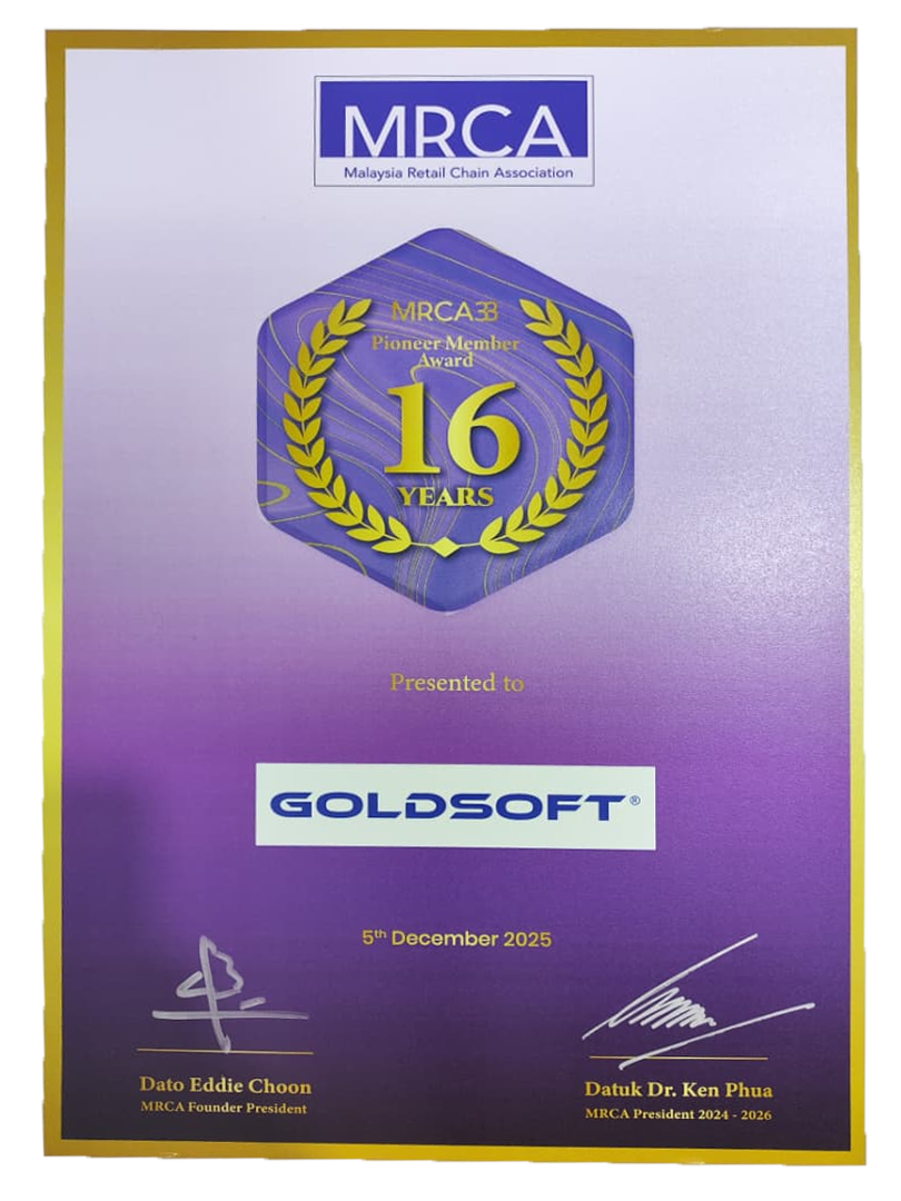 Goldsoft 16 Years MRCA Proneer Member Award