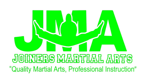 Green JMA logo with a person in a split position. 
