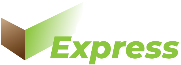 Green Express logo with stylized brown-and-green open box icon