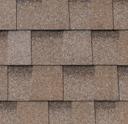 Brown asphalt roof shingles.