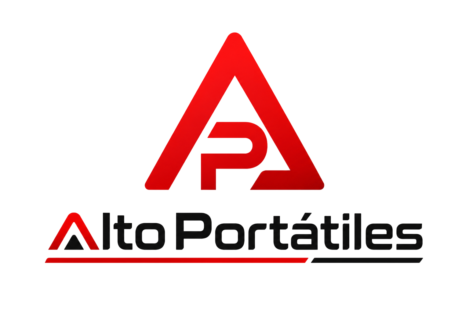 Logotipo rojo y negro de Alto Portátiles con icono A triangular estilizado