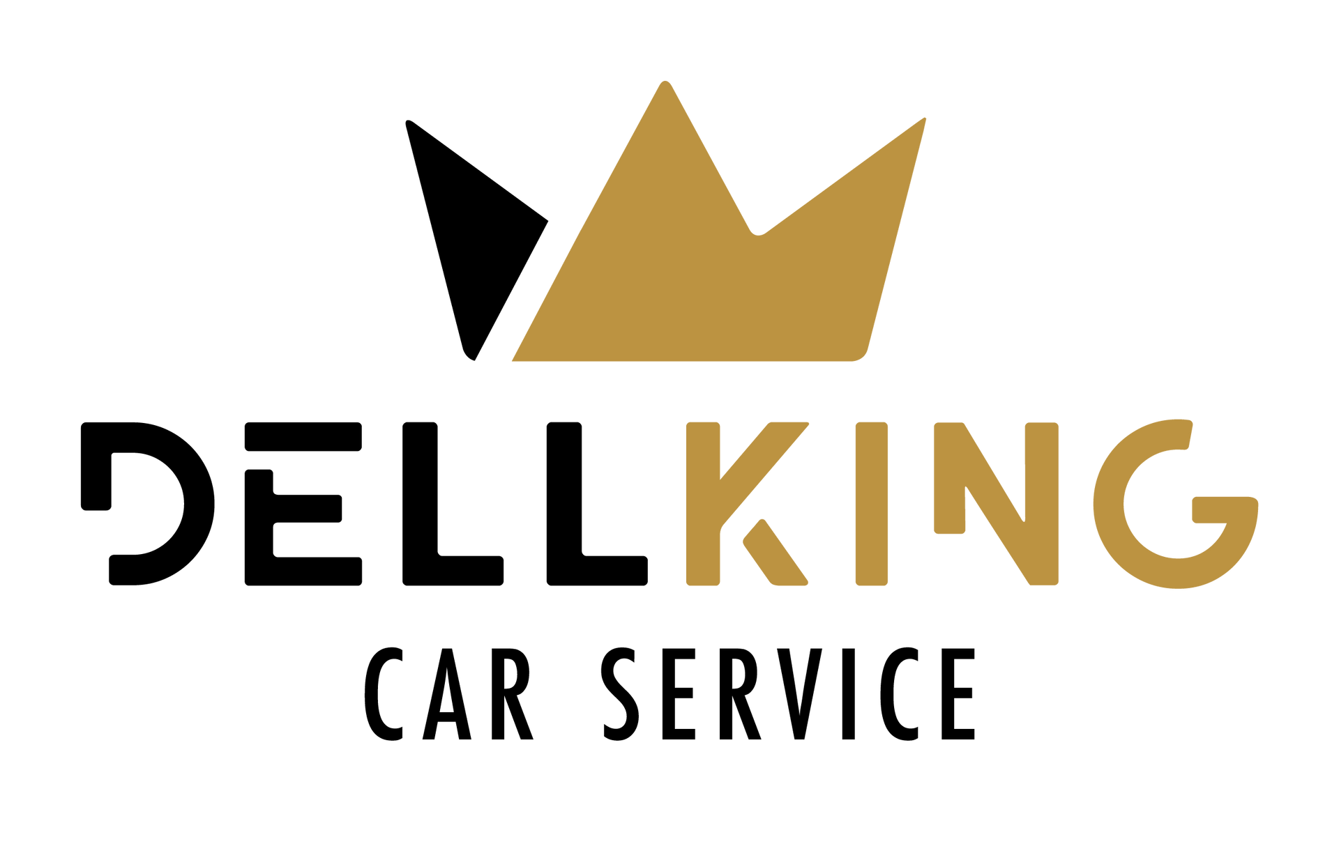 Logo Dellking Fahrzeugaufbereitung in schwarz/gold mit einer dreizackigen Krone über dem Firmennamen