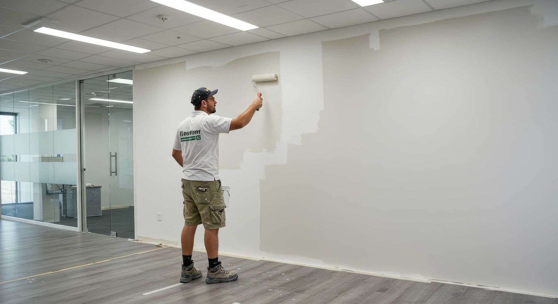 Professional Painters Refreshing Interior Walls of Office Space in Bundaberg