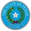 The state of Texas seal is a blue seal with a white star in the center.