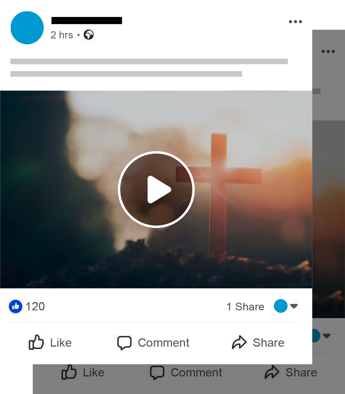 A video of a cross is being played on a facebook page.