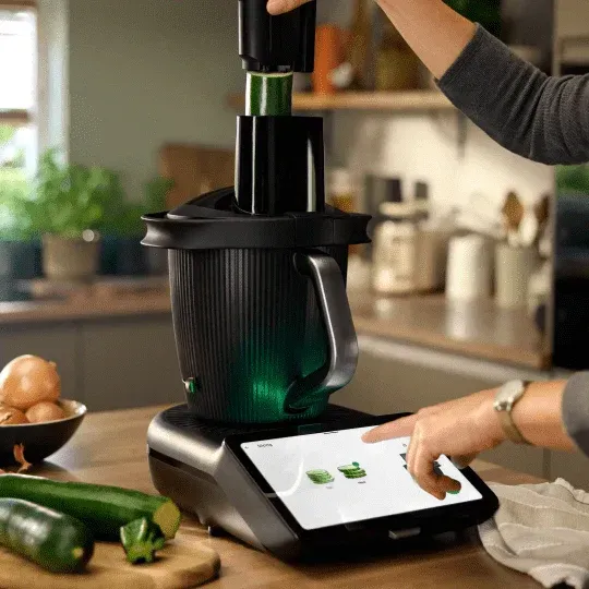 Person Operating a Black Countertop Thermomix — Clare Quintieri Thermomix Consultant in Mareeba, QLD