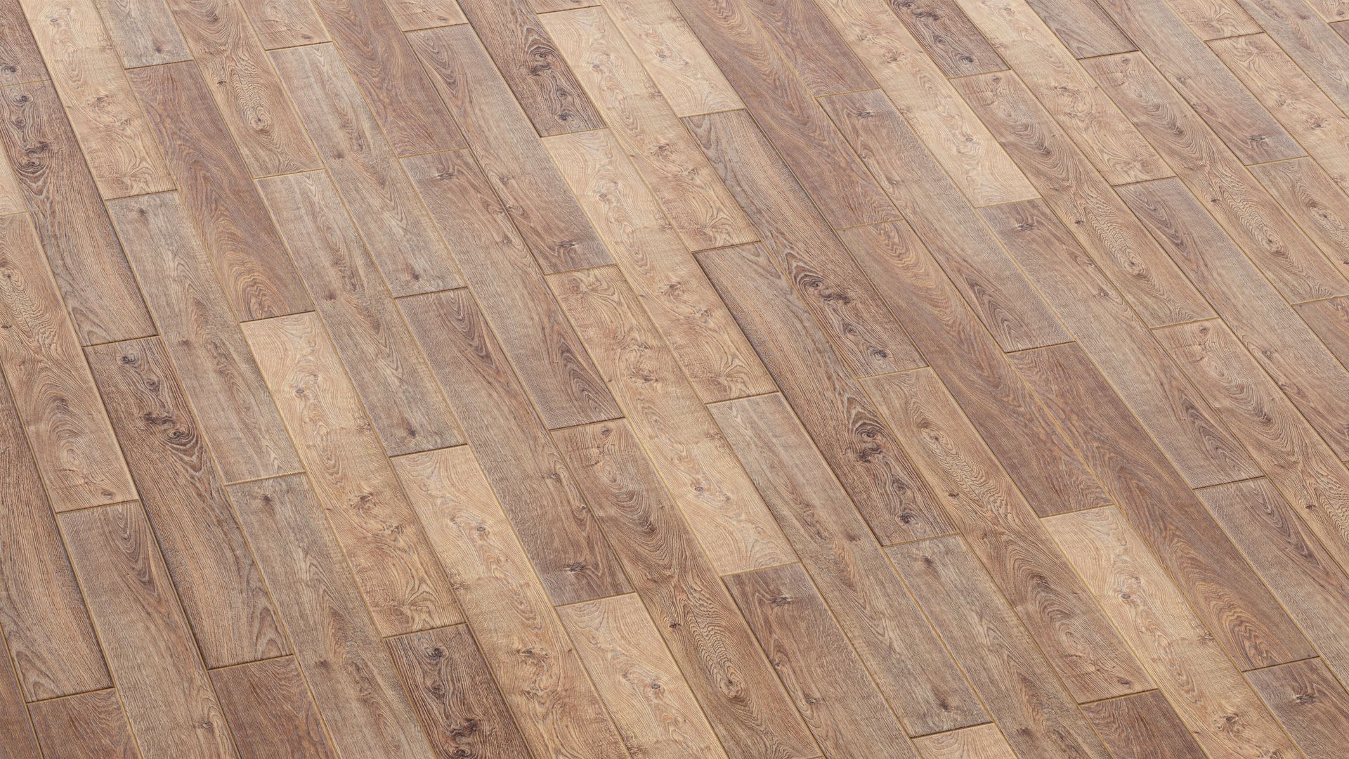 Diagonal view of a light brown wooden plank floor
