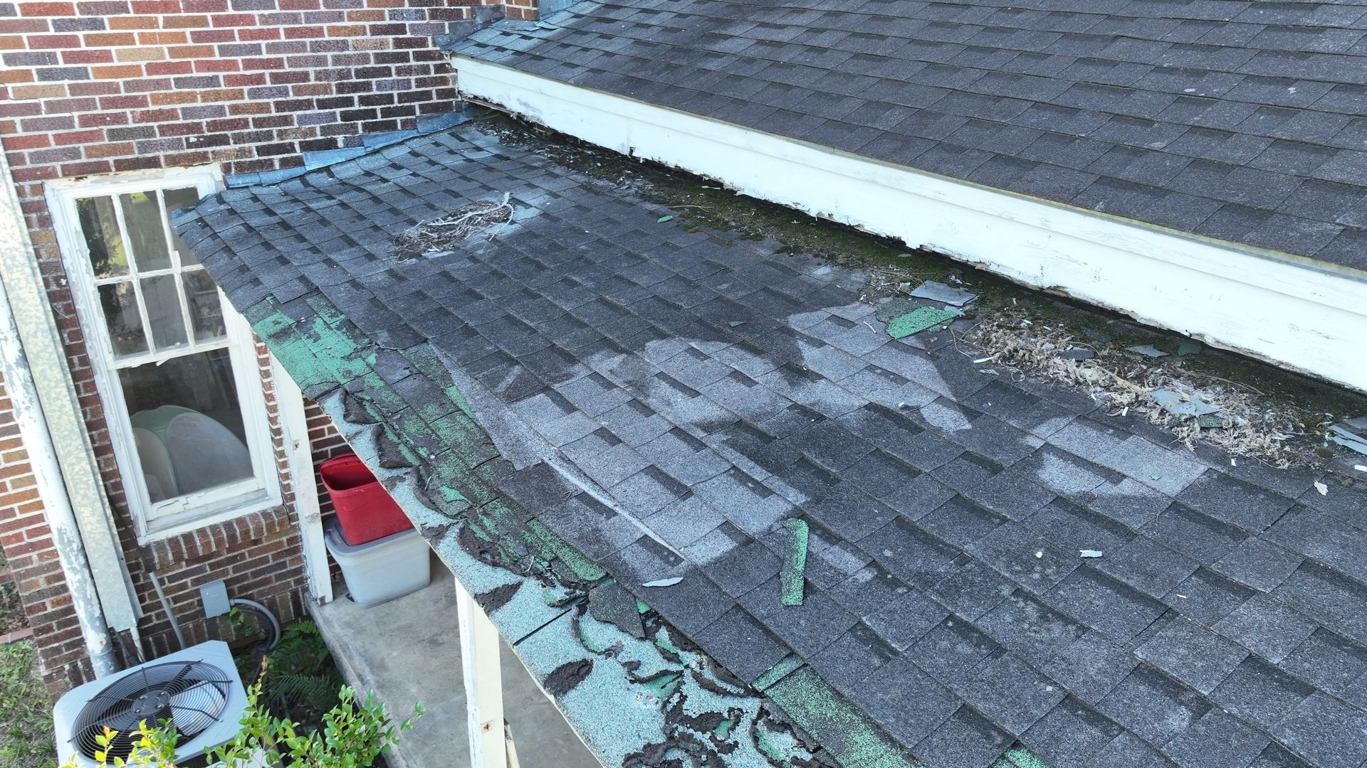 Roof condition documented during a home inspection near Perry, FL