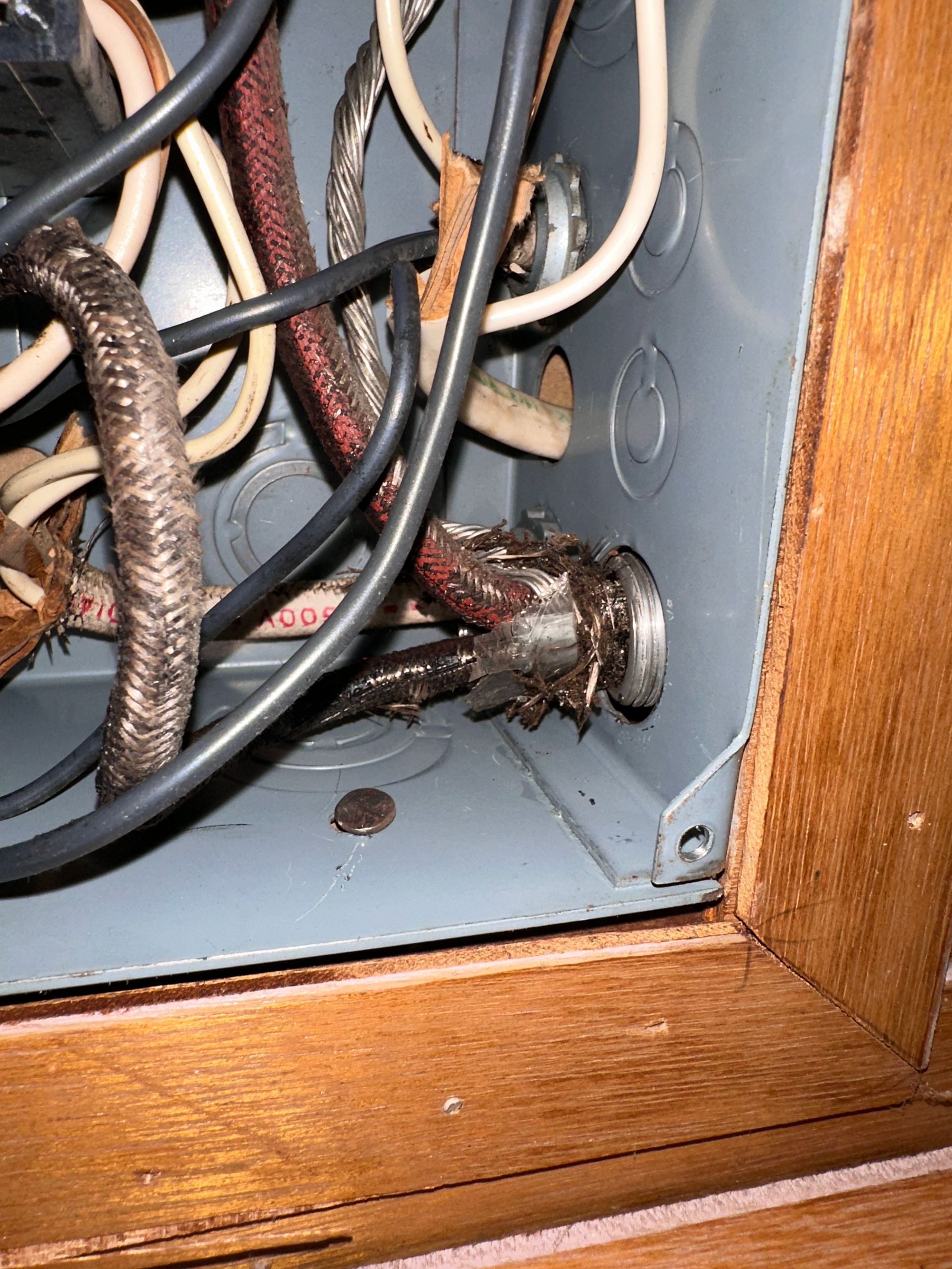 Electrical panel inspected during a four-point inspection of an older Perry, FL home