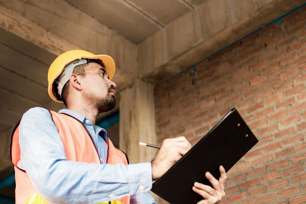 Licensed Home Inspector checking basement
