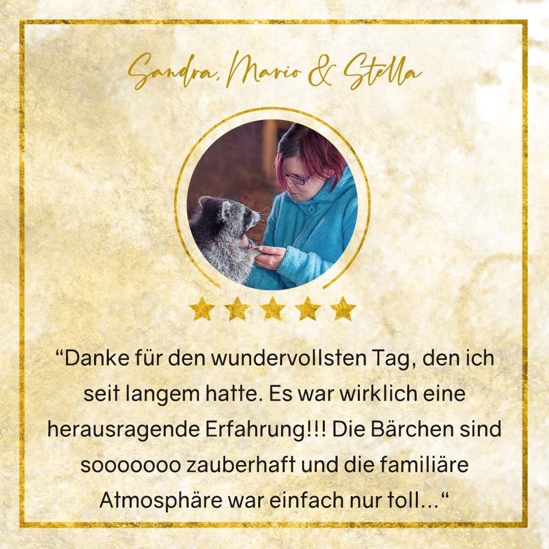 Erfahrungen von Waschbärfreunden beim Waschbärfotoshooting - ein Fotoerlebnis, mit dem du zugleich die Waschbärrettung und Waschbärhilfe unterstützt.
