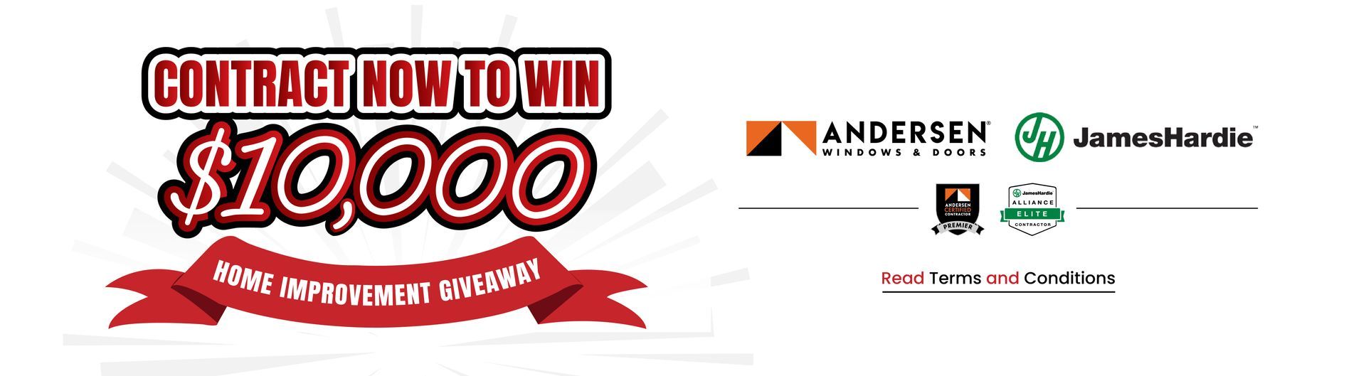 Contract Now to Win $10,000 with sponsor logos on a white promotional banner