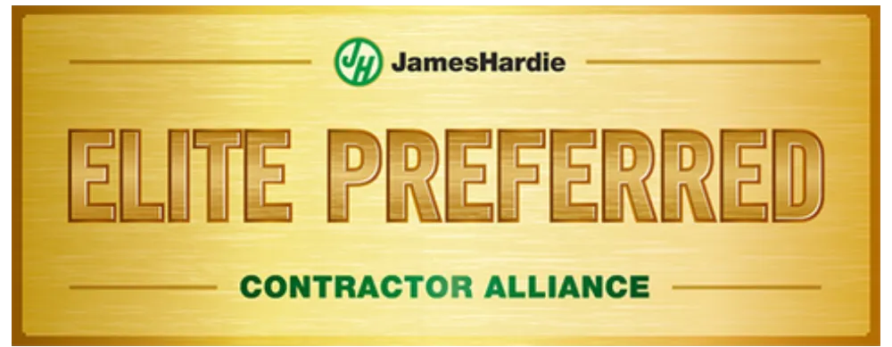 James Hardie Elite Preferred Contractor Alliance gold plaque logo