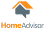 HomeAdvisor logo with orange roof over gray speech bubble and orange-gray text