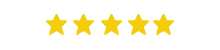 Five gold stars in a row on a white background