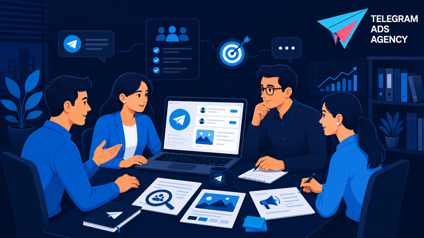 Telegram ad agency onboarding process with campaign planning and strategy preparation
