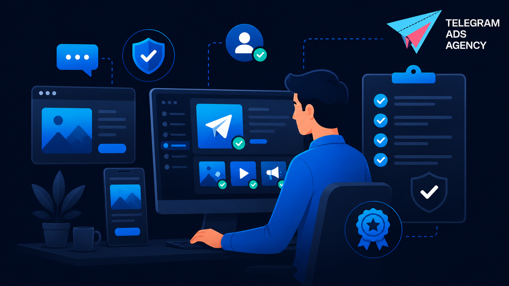 Telegram ad policy administration with a marketer reviewing compliant Telegram advertising campaigns