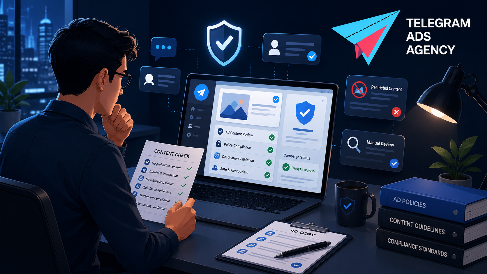 Telegram ad restrictions explained with compliant advertising campaign review process 