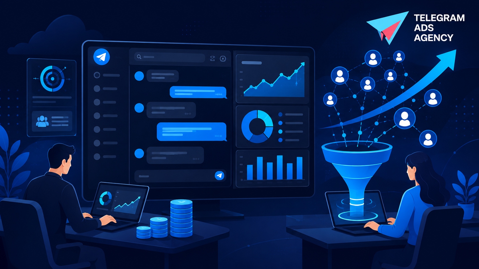 scaling strategies for telegram campaigns showing digital marketing growth and campaign optimization
