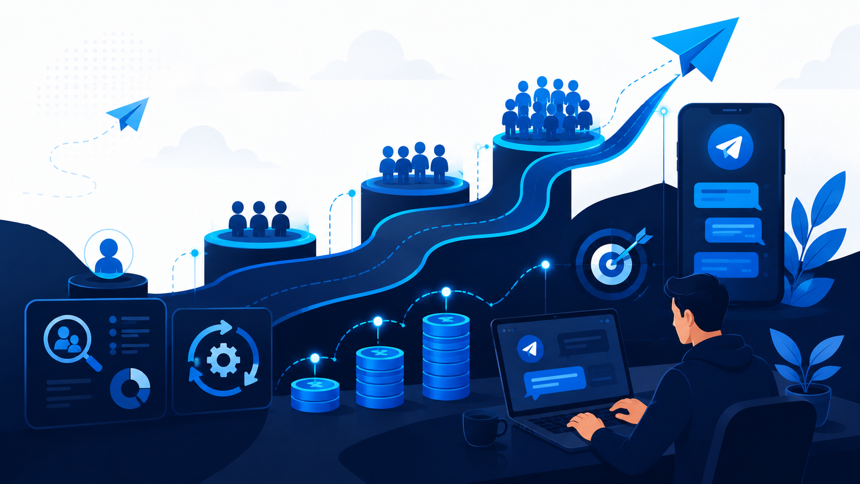 Scaling strategies for telegram campaigns using gradual budget growth and audience expansion