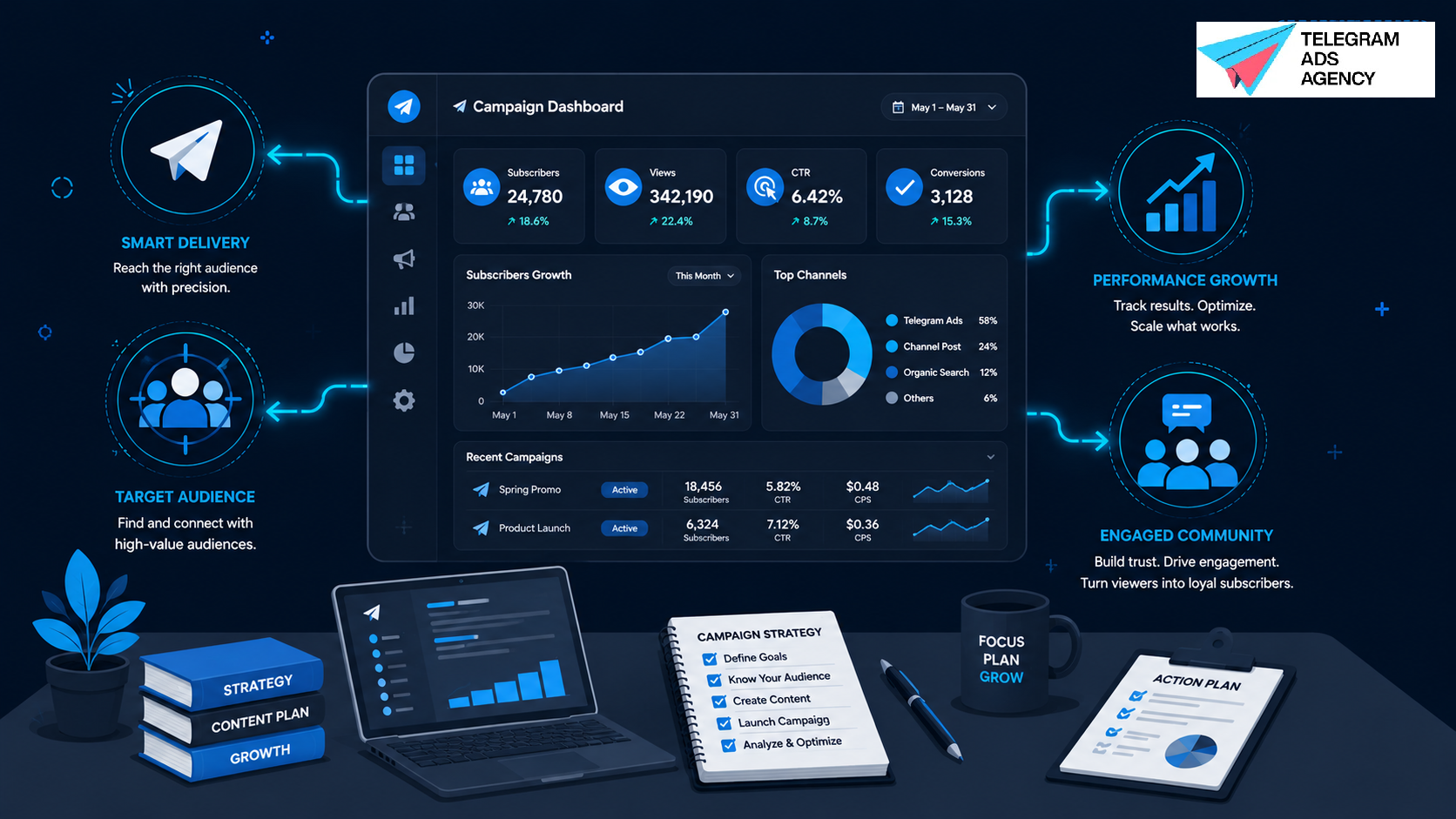 A detailed infographic and dashboard guide for planning an effective telegram ad strategy successful