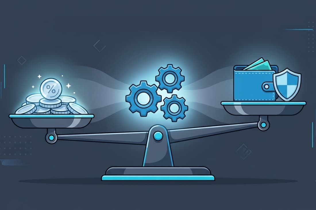 Balanced scale with coins and wallet illustrating cost decisions in understanding telegram ad campaigns