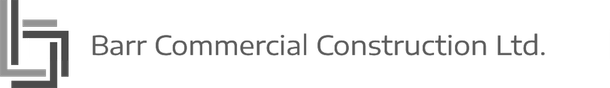 A black and white logo for barr commercial construction ltd.