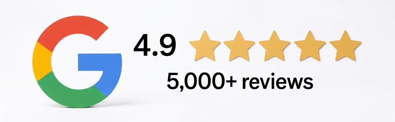 Google rating: 4.9 stars based on 4,000+ reviews; features Google's logo.