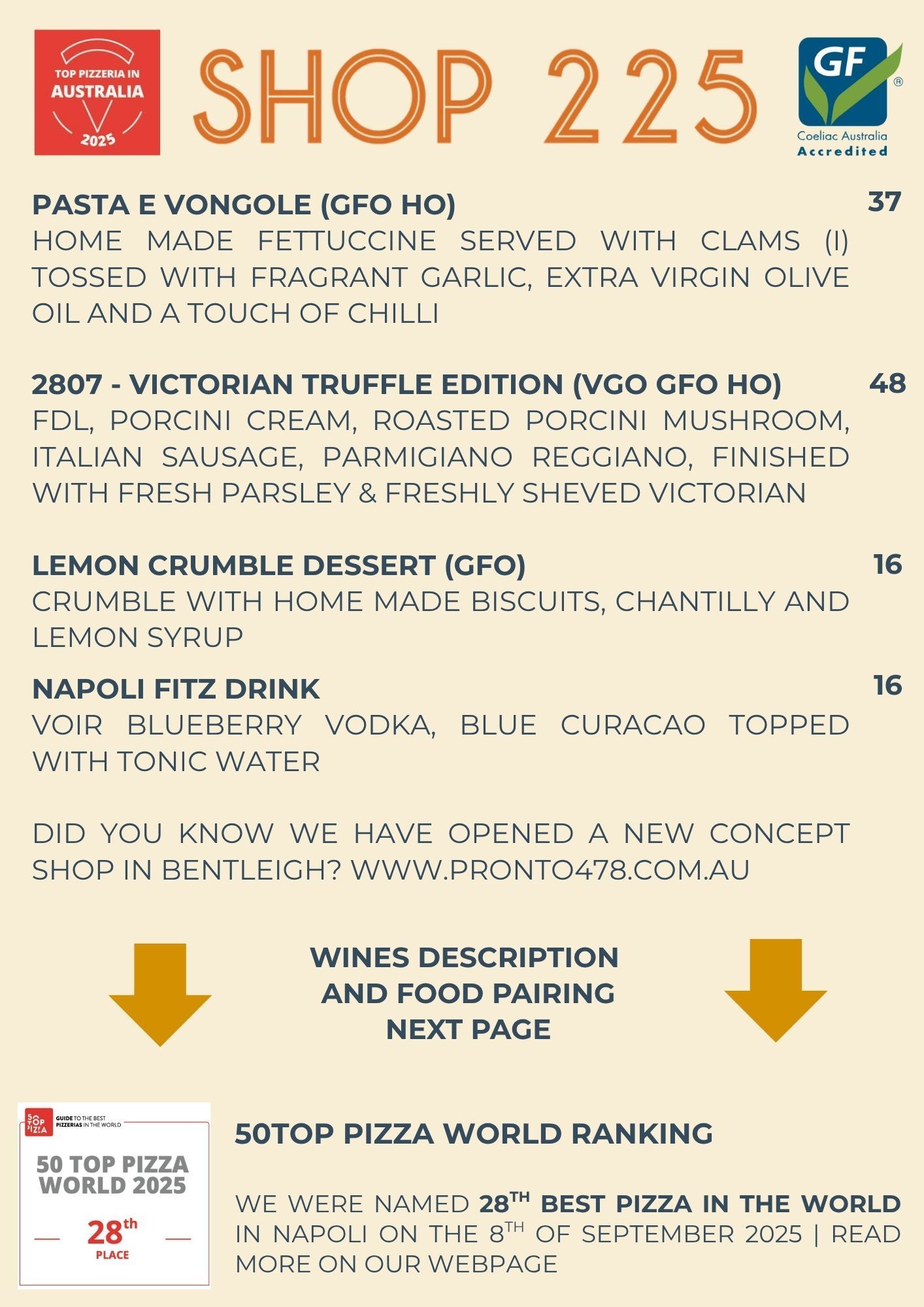 Shop225 Menu