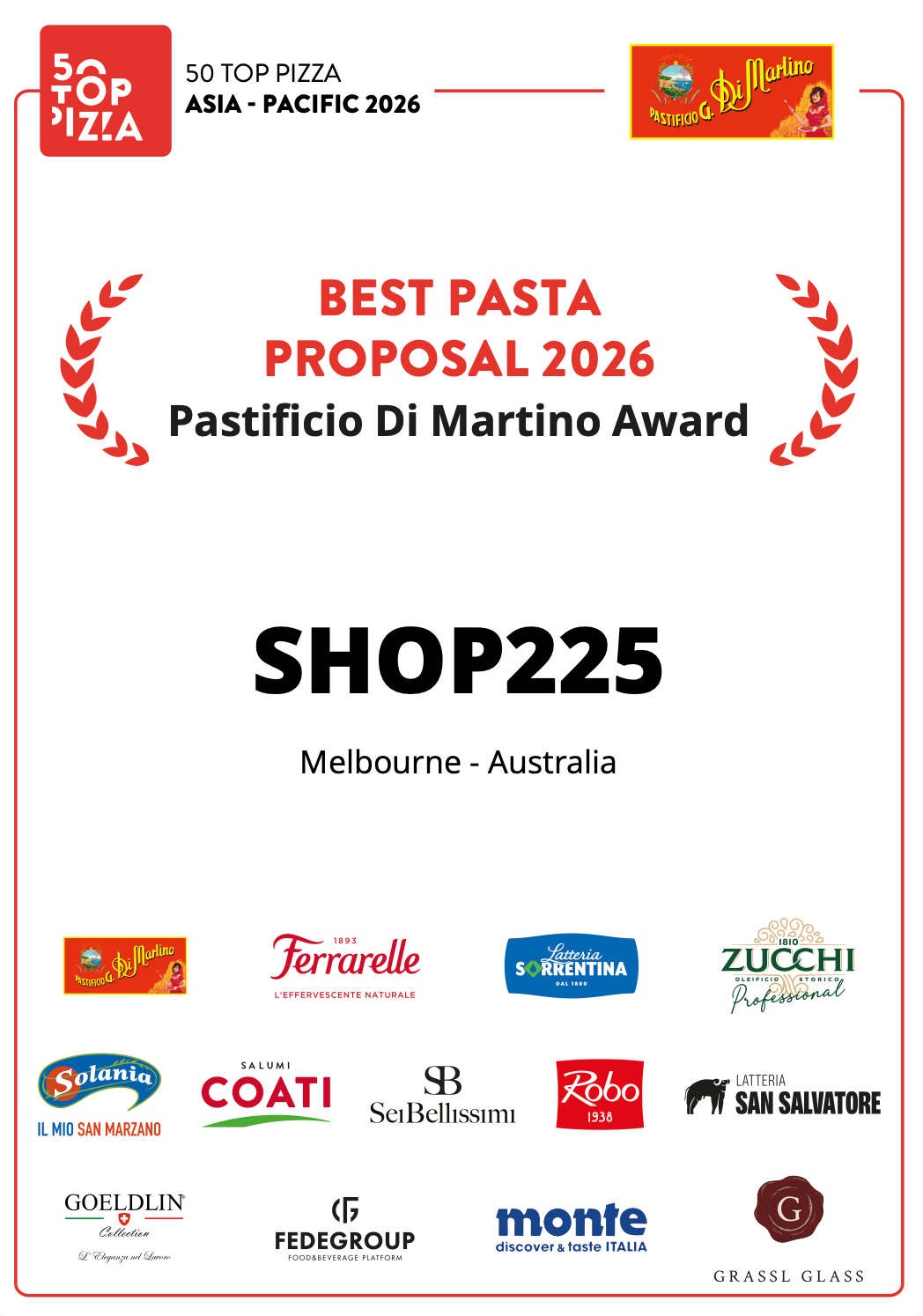 Best Pasta in Asia Pasific 2026 Award