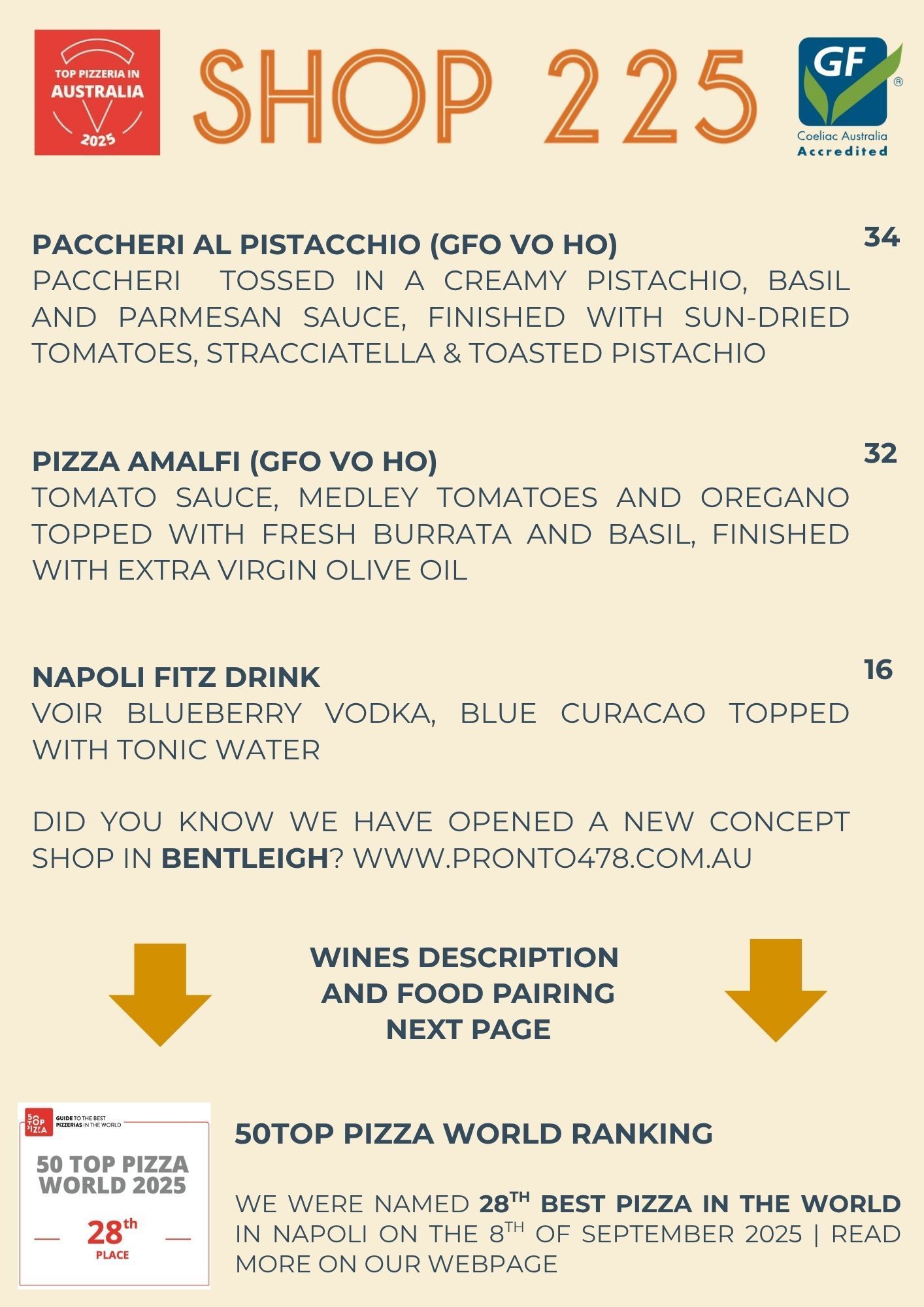 Shop225 Menu