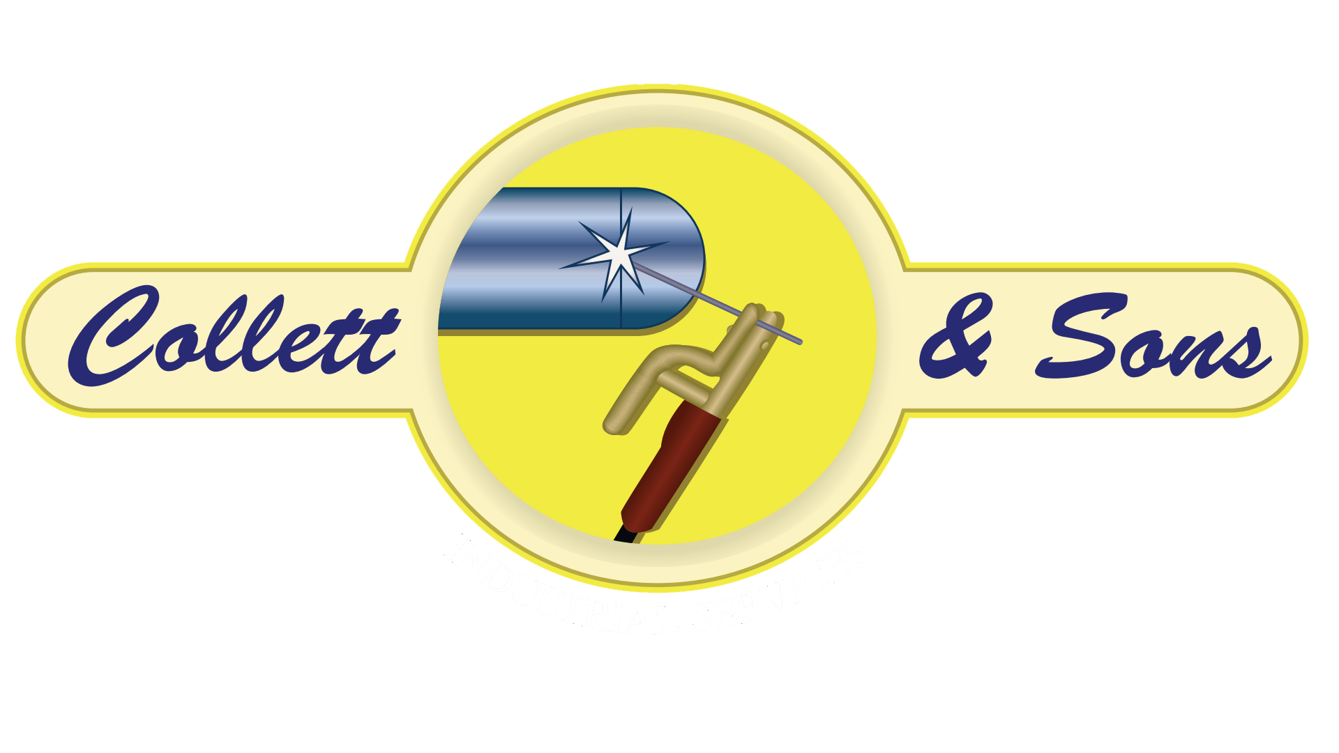 The logo for collett & sons shows a welding torch