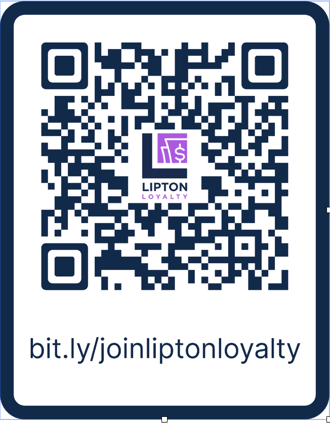 QR code for Lipton Loyalty program, directing to bit.ly/joinliptonloyalty.