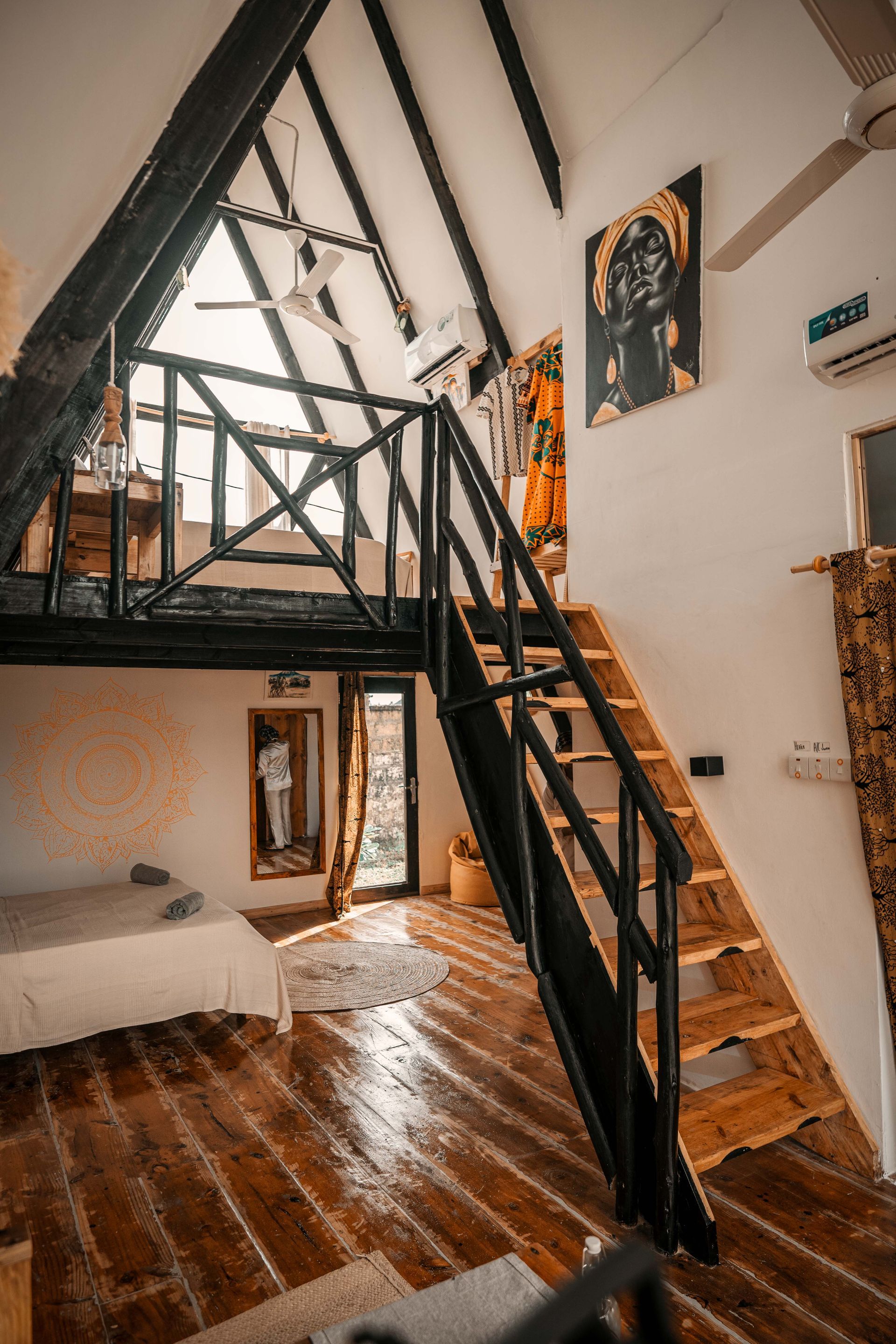 View of both floors of the large cabin