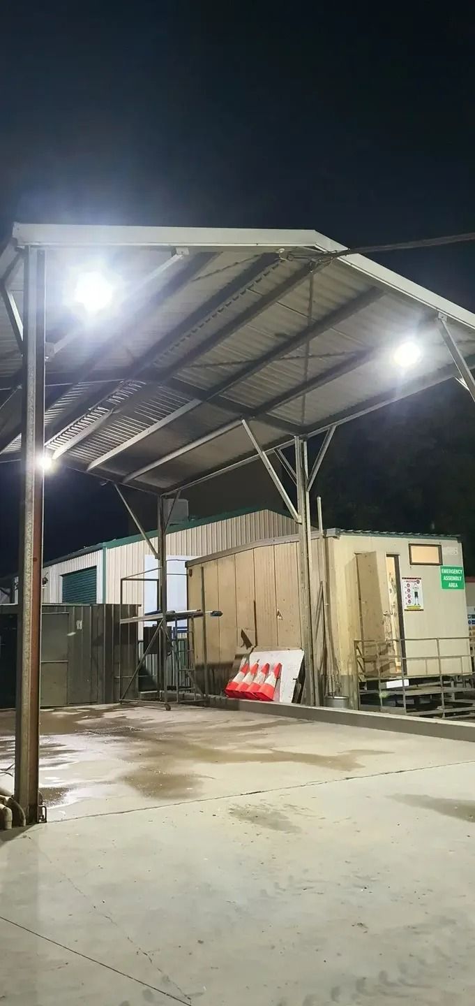 A Large Covered Area with A Lot of Lights on It at Night — Jason Jeffrey Electrical in South Quirindi, NSW