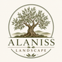 Green landscaping logo with two trees, a house, and the text “Alannis Landscape”