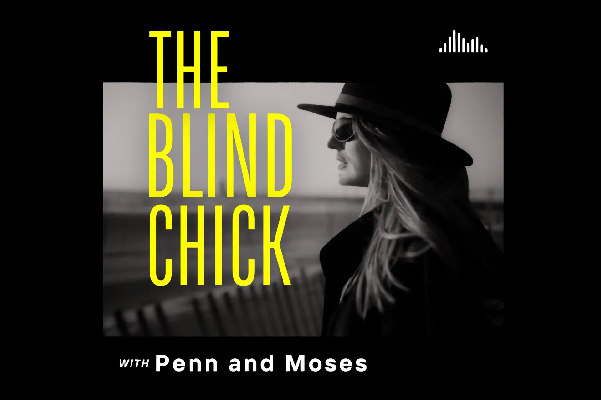 Black-and-white poster for “The Blind Chick” featuring a woman in a hat, with title text in yellow.