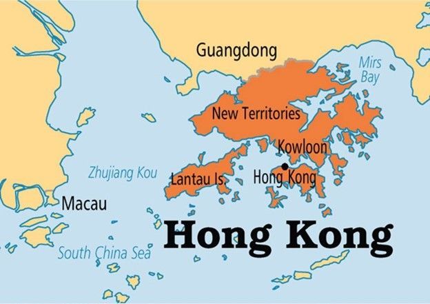 A map of hong kong showing the new territories