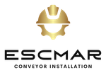 ESCMAR logo with gold gear icon and black “Conveyor Installation” text on white background