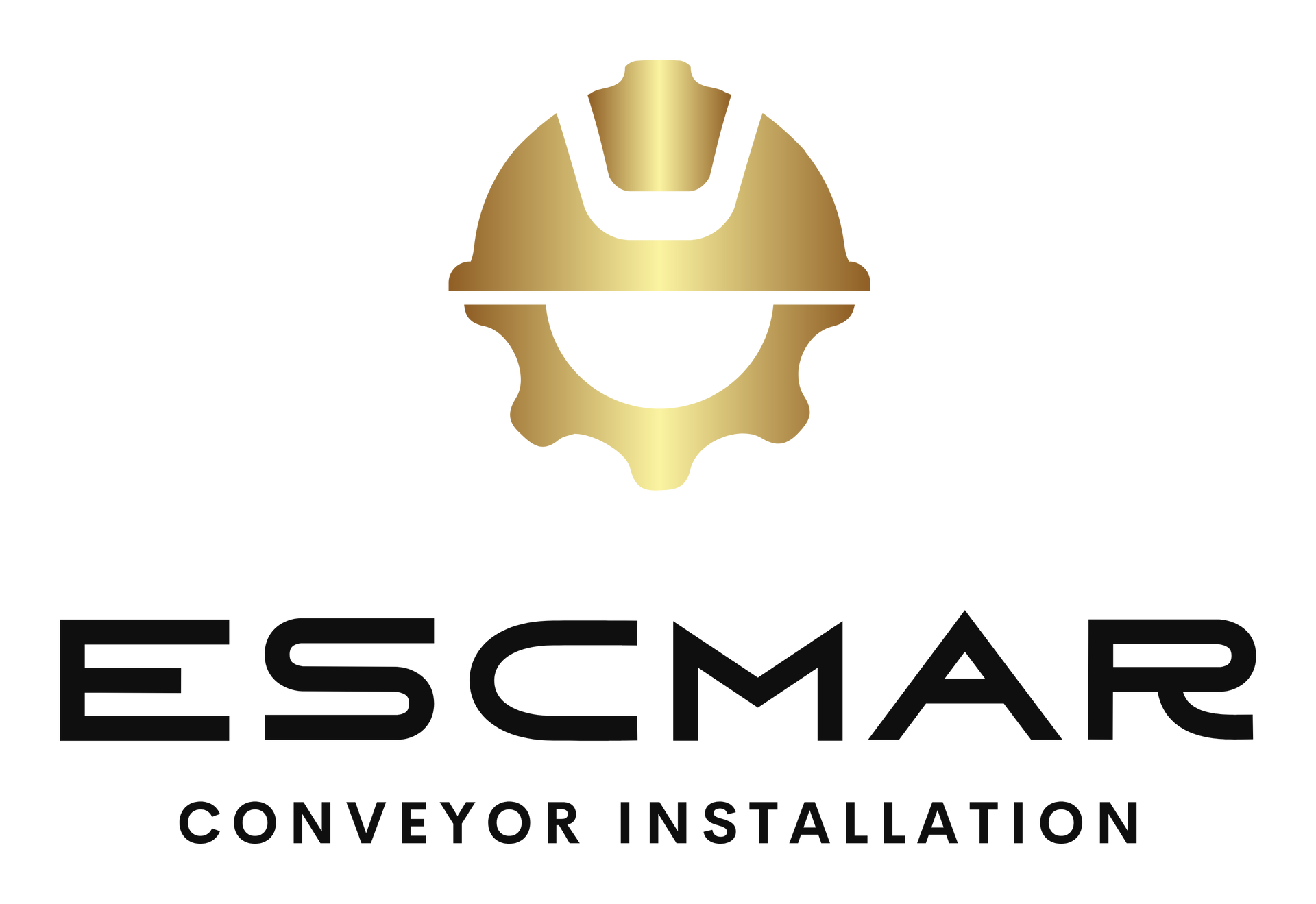 ESCMAR logo with gold gear icon and black “Conveyor Installation” text on white background