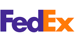 FedEx logo in purple and orange on a white background