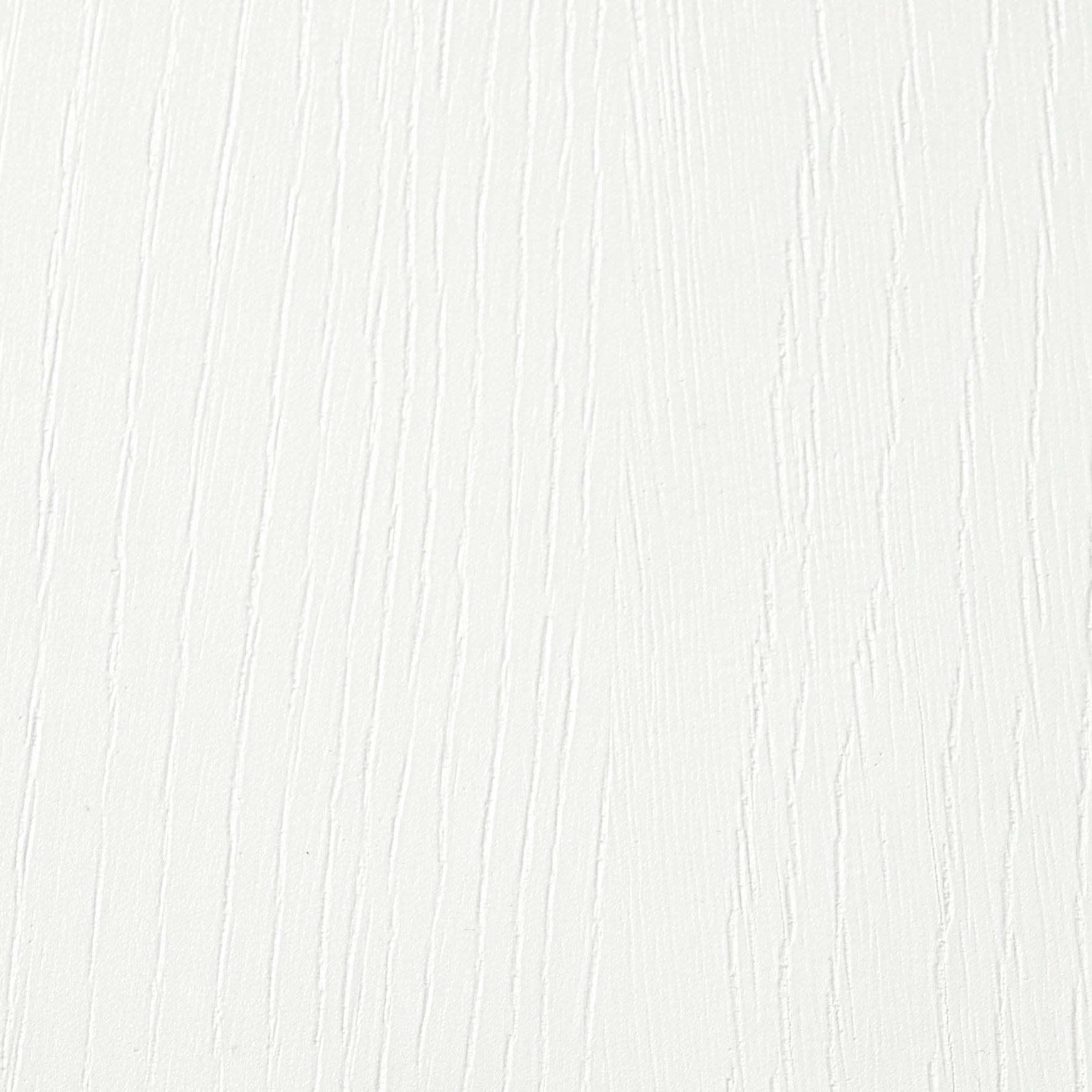 A close-up of a white surface featuring a subtle, vertical wood grain texture.
