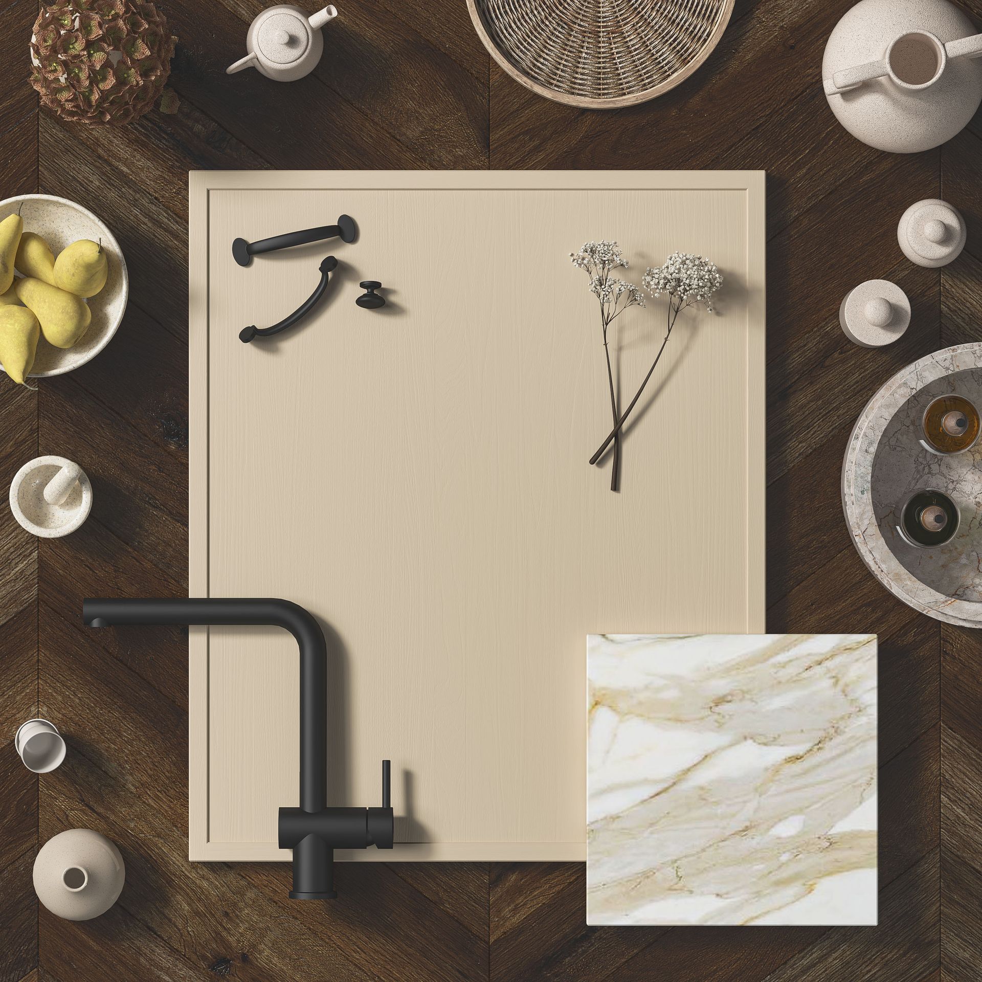 Kitchen cabinetry, finishes and hardware design details