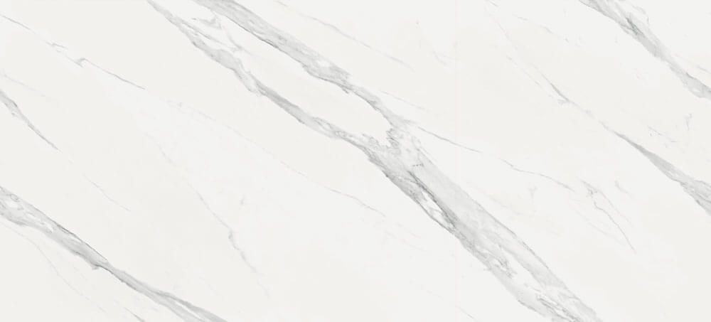 A white background with soft, diagonal gray marble veining.
